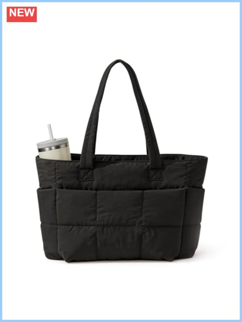 Puffer Tote Bag Lightweight Quilted Work Shoulder Crossbody with Compartments